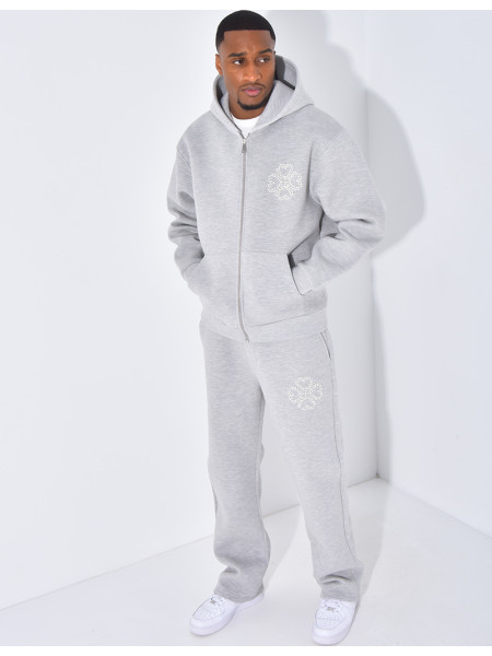 Ensemble pantalon et veste avec motifs en perles