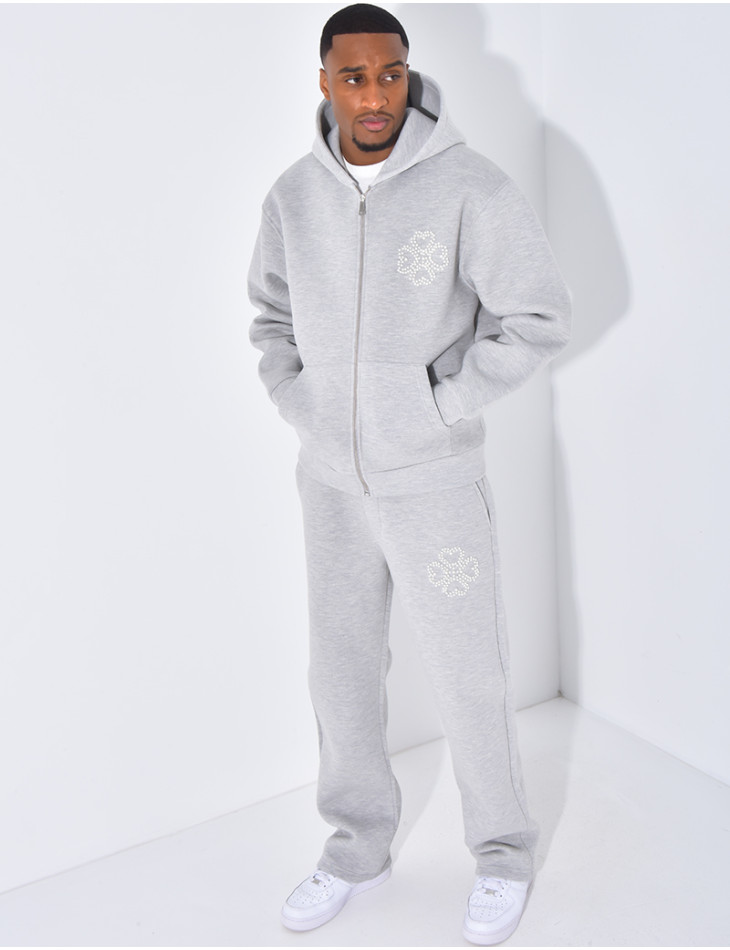 Ensemble pantalon et veste avec motifs en perles