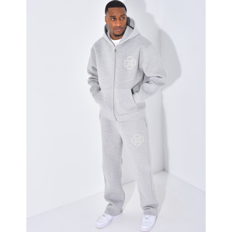 Ensemble pantalon et veste avec motifs en perles