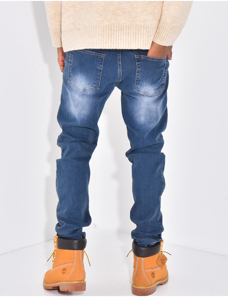 Jeans coupe droite destroy