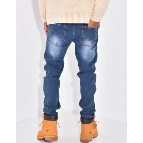 Jeans coupe droite destroy