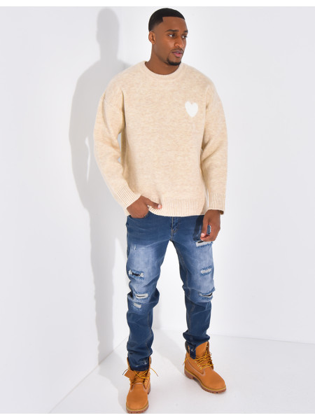 Jeans coupe droite destroy