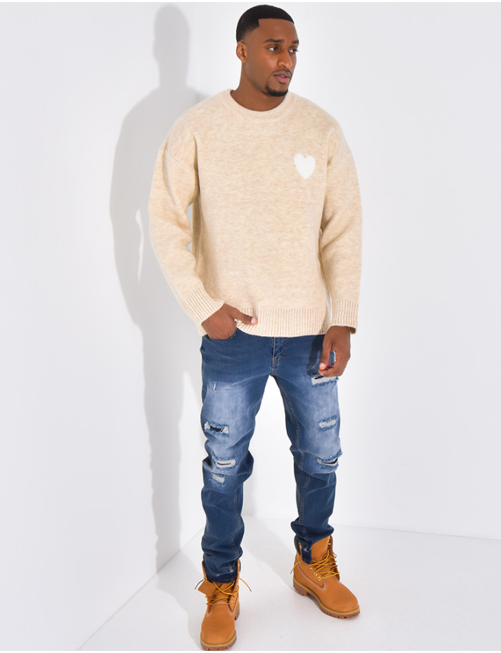 Jeans coupe droite destroy