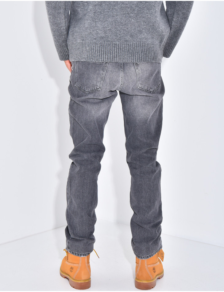 Jeans coupe droite destroy