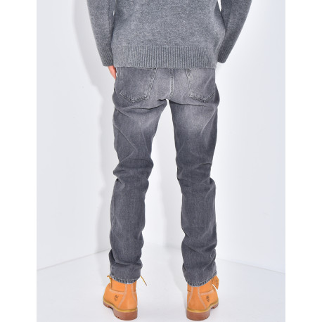 Jeans coupe droite destroy