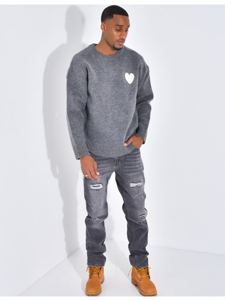 Jeans coupe droite destroy