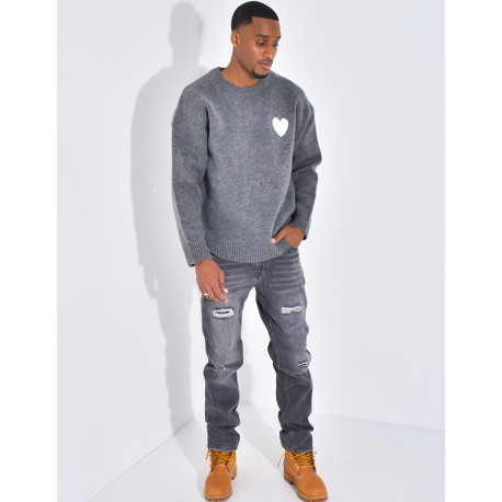 Jeans coupe droite destroy