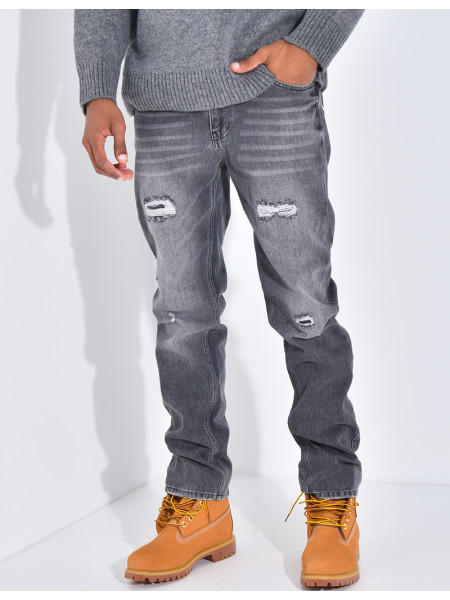 Jeans coupe droite destroy