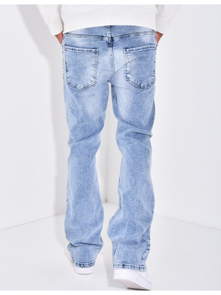 Jeans flare destroy à couture contrastante