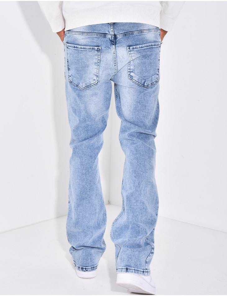 Jeans flare destroy à couture contrastante