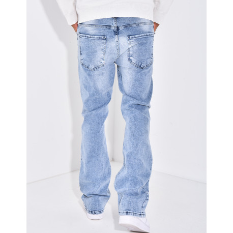 Jeans flare destroy à couture contrastante