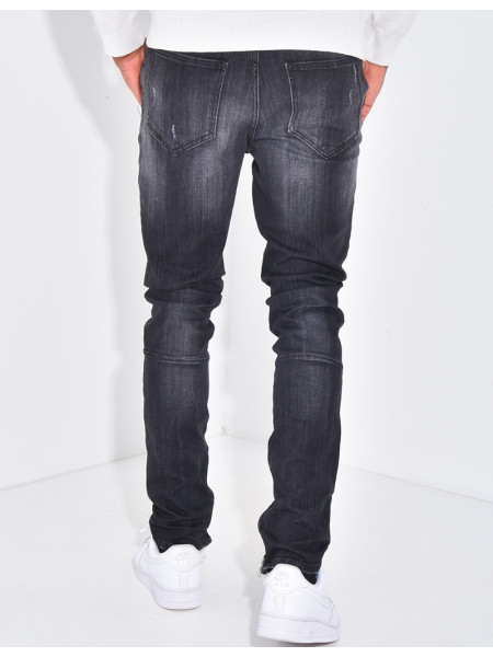 Jeans coupe droite destroy