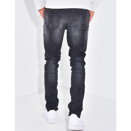 Jeans coupe droite destroy