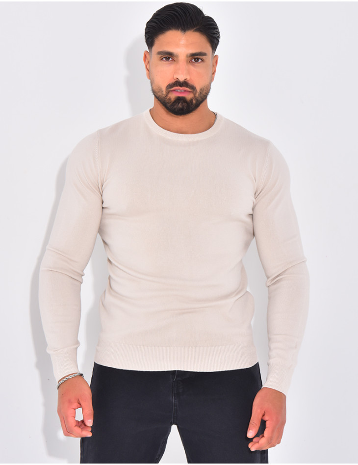 Dünner Pullover mit Rundhalsausschnitt