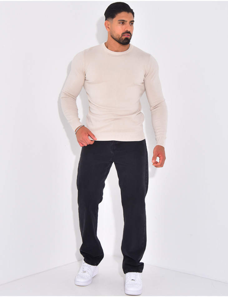 Dünner Pullover mit Rundhalsausschnitt