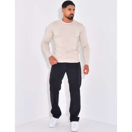 Dünner Pullover mit Rundhalsausschnitt