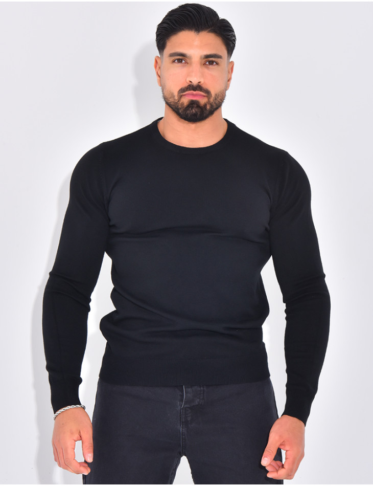 Dünner Pullover mit Rundhalsausschnitt