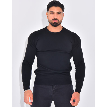 Dünner Pullover mit Rundhalsausschnitt