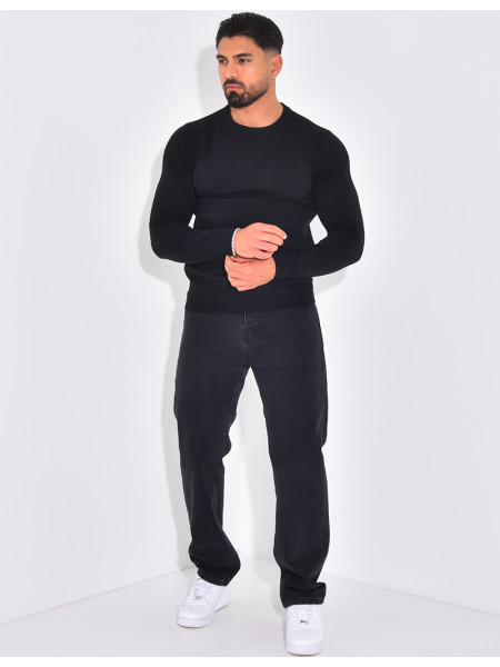 Dünner Pullover mit Rundhalsausschnitt