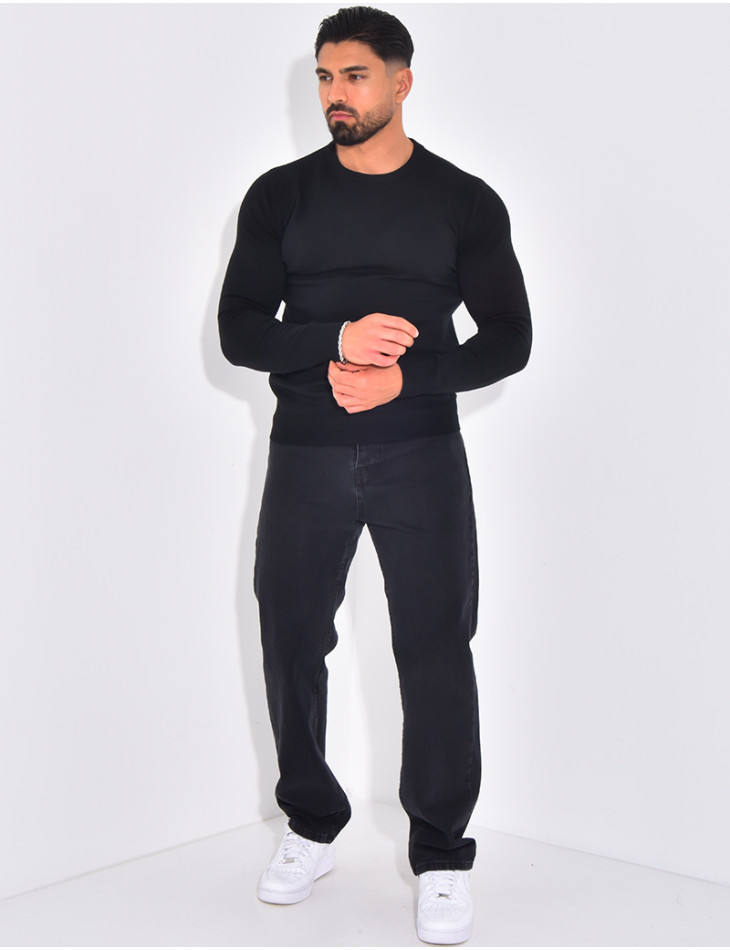 Dünner Pullover mit Rundhalsausschnitt