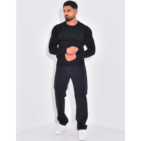 Dünner Pullover mit Rundhalsausschnitt