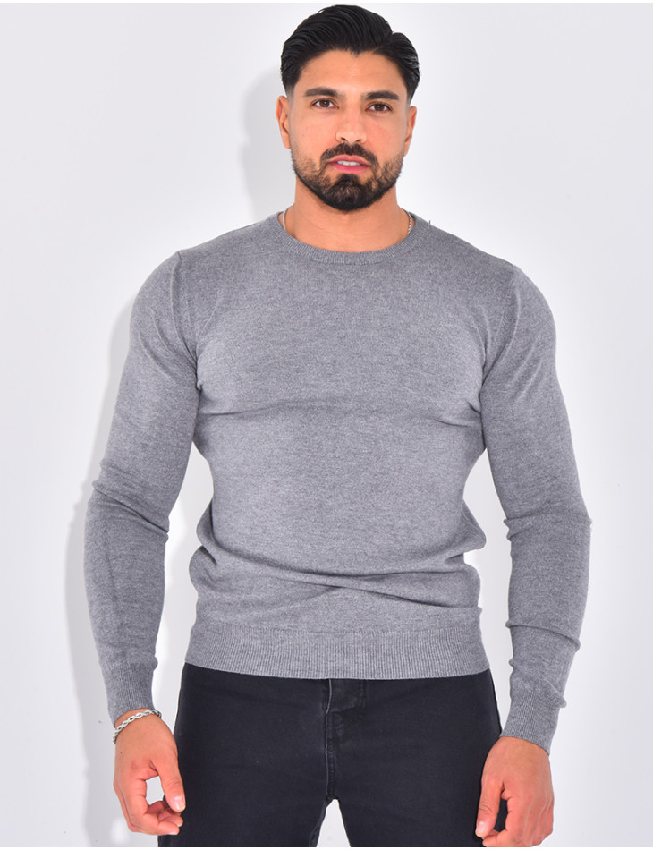 Dünner Pullover mit Rundhalsausschnitt