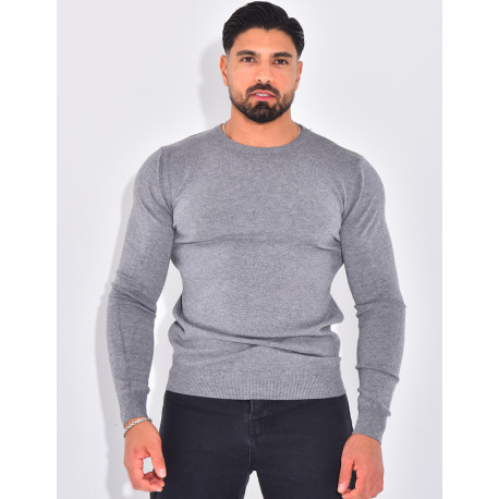 Dünner Pullover mit Rundhalsausschnitt