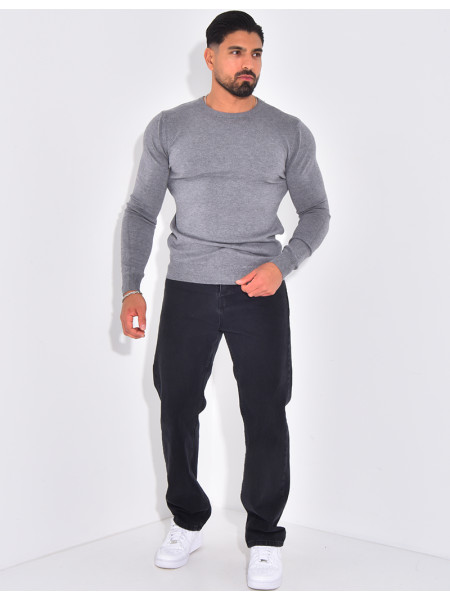 Dünner Pullover mit Rundhalsausschnitt