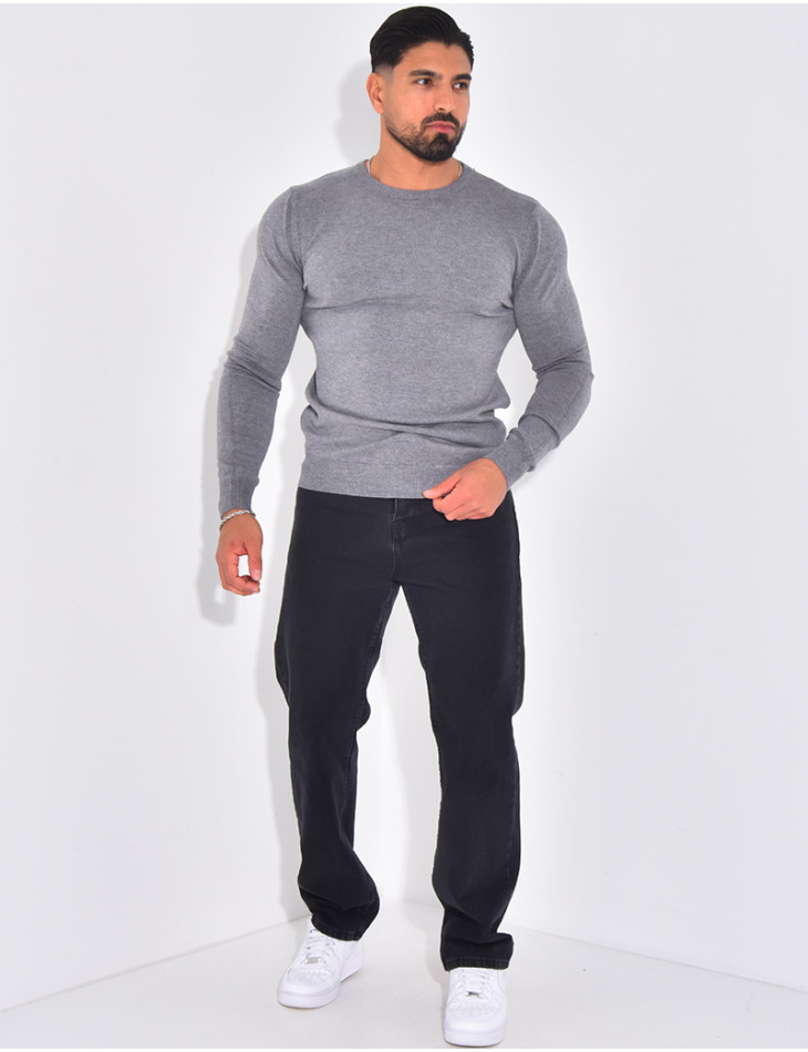 Dünner Pullover mit Rundhalsausschnitt