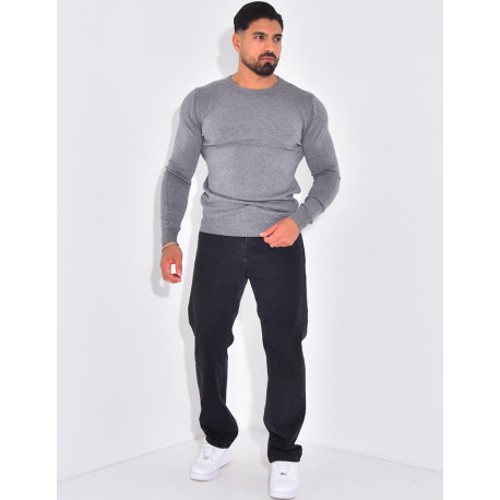 Dünner Pullover mit Rundhalsausschnitt