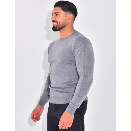 Dünner Pullover mit Rundhalsausschnitt