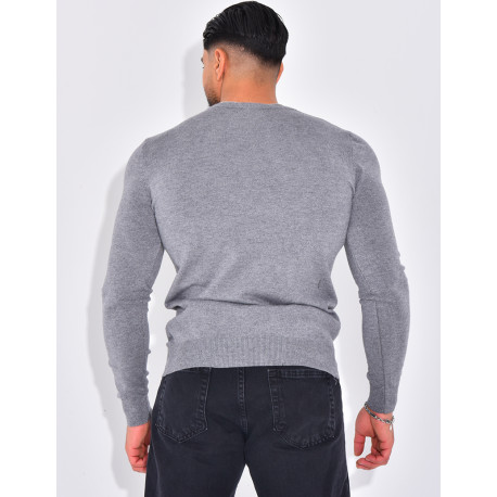 Dünner Pullover mit Rundhalsausschnitt