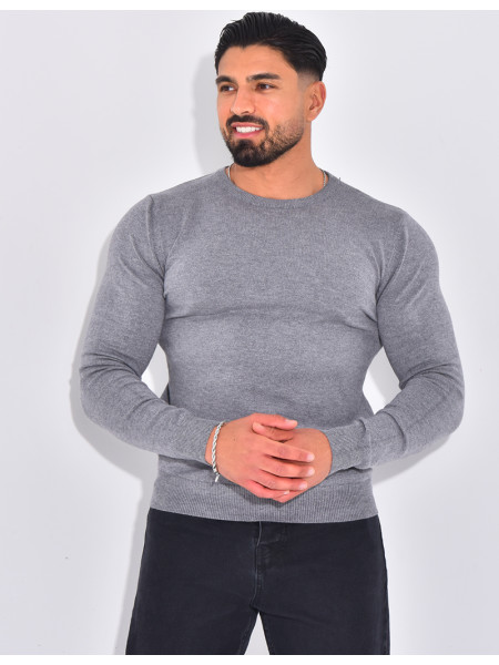 Dünner Pullover mit Rundhalsausschnitt