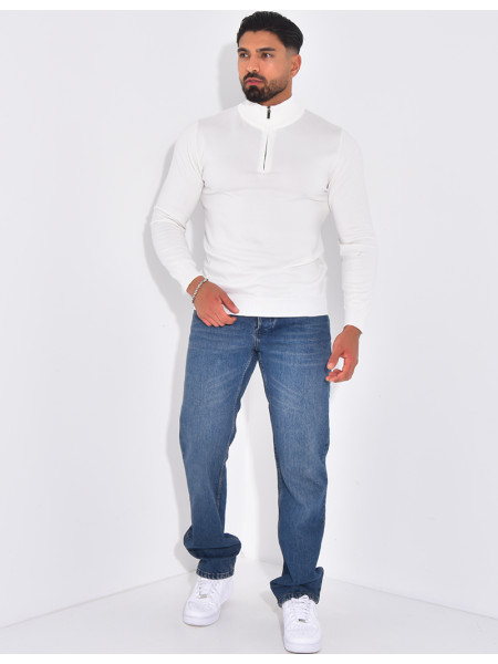 Pull fin col à fermeture éclaire