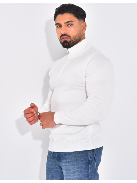 Pull fin col à fermeture éclaire