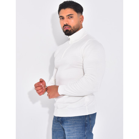 Pull fin col à fermeture éclaire