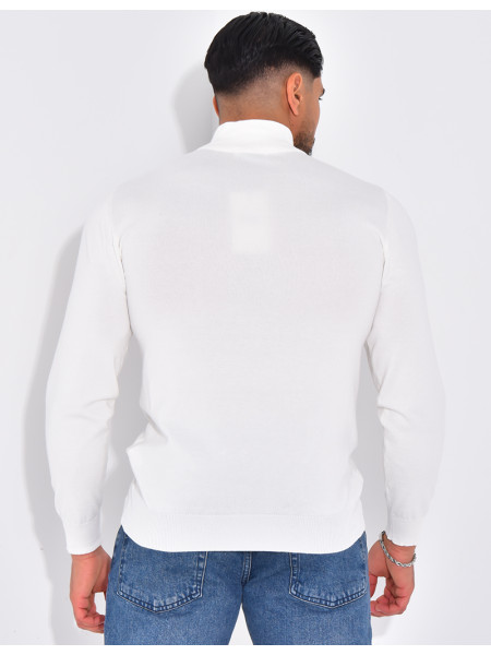 Pull fin col à fermeture éclaire