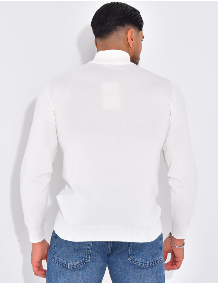 Pull fin col à fermeture éclaire