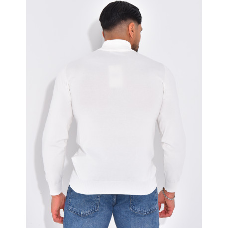 Pull fin col à fermeture éclaire