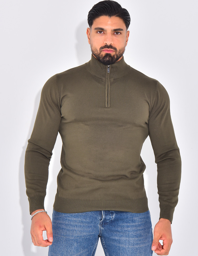 Pull fin col à fermeture...