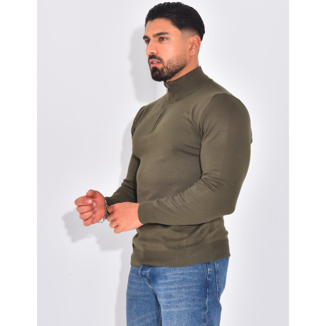 Pull fin col à fermeture éclaire