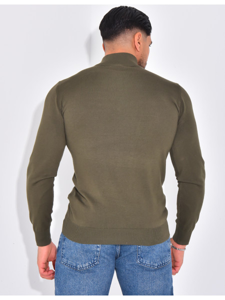 Pull fin col à fermeture éclaire