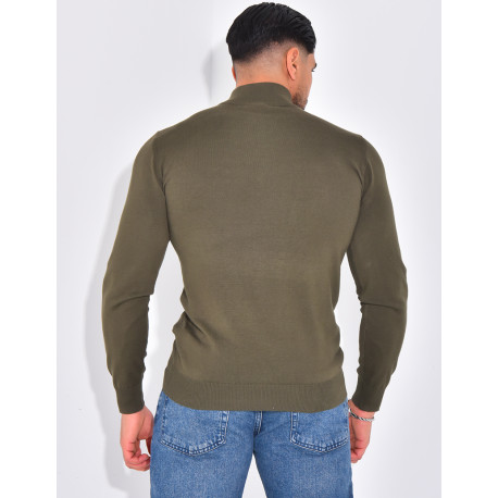 Pull fin col à fermeture éclaire