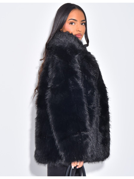Manteau en fausse fourrure à col ouvert