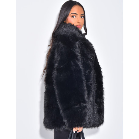 Manteau en fausse fourrure à col ouvert
