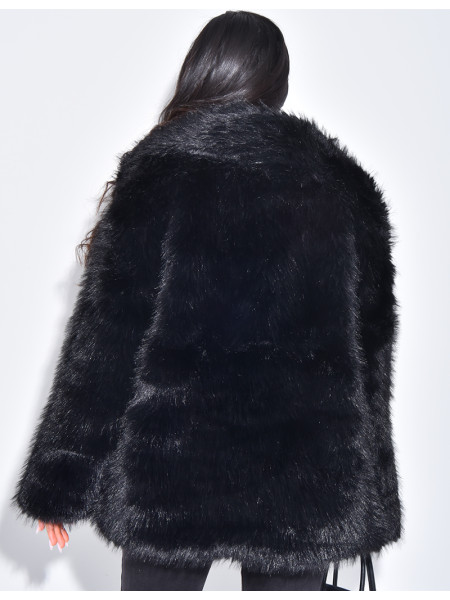 Manteau en fausse fourrure à col ouvert