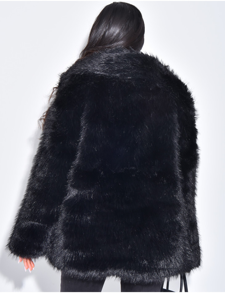Manteau en fausse fourrure à col ouvert