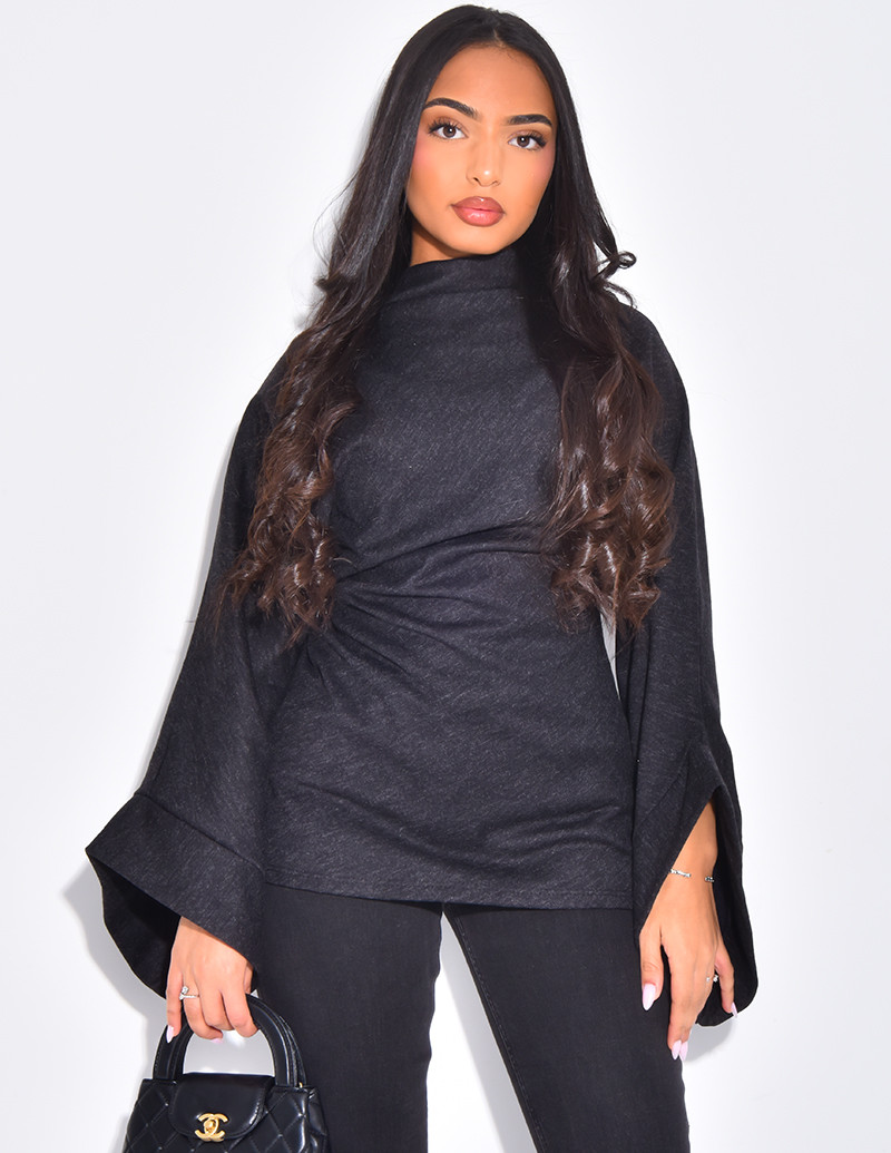 Pullover mit Stehkragen und...