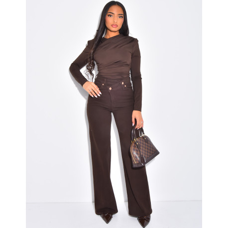 Jeans mit geradem Bein und doppelreihiger Knopfleiste