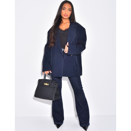 Schmale Stretch-Jeans mit ausgestelltem Bein